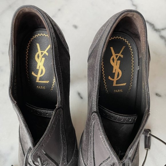 Yves Saint Laurent Lace Up Oxford Ankle Boots - Picture 7 of 16